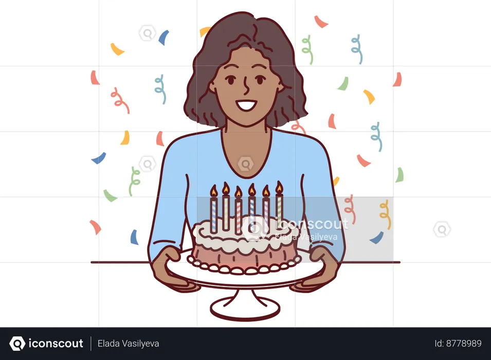 Girl is celebrating her birthday party  Illustration