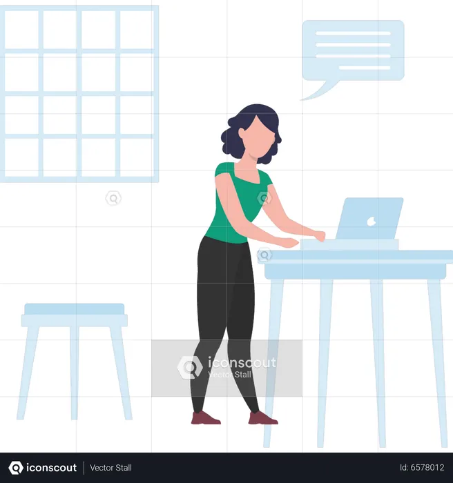 Girl is chatting on laptop  Illustration