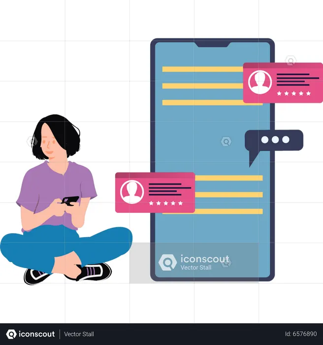 Girl is chatting on mobile  Illustration