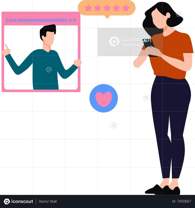 Girl is chatting on mobile  Illustration