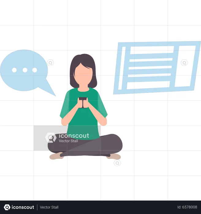 Girl is chatting on mobile phone  Illustration