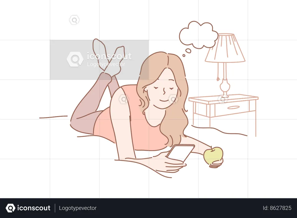 Girl is chatting online  Illustration