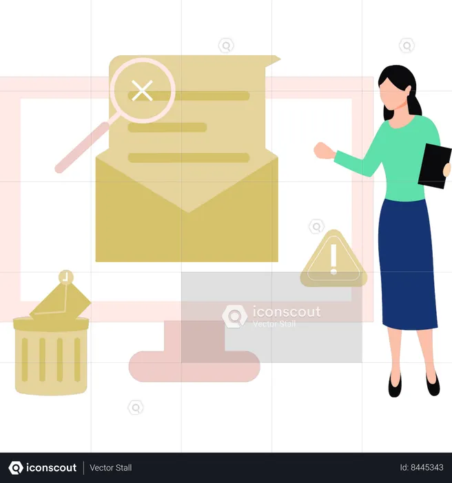 Girl is checking the mail for an error  Illustration