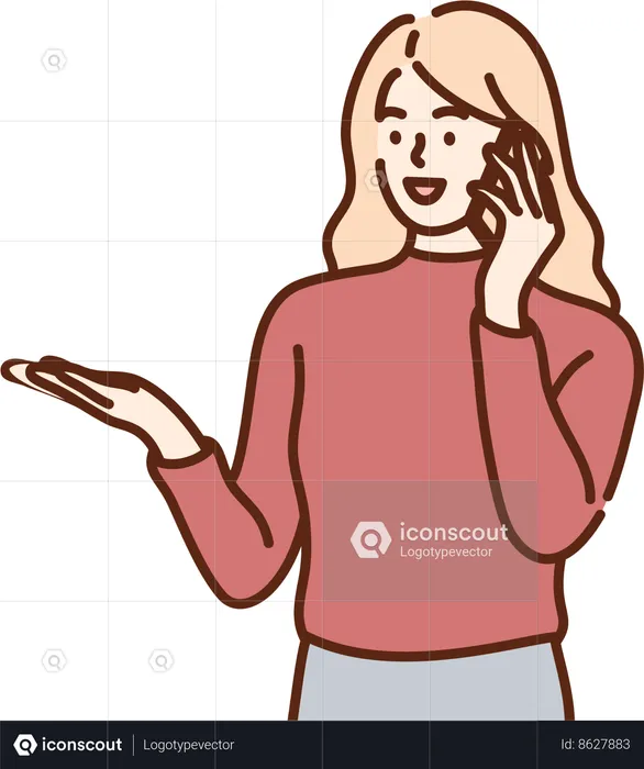Girl is chitchatting on phone  Illustration