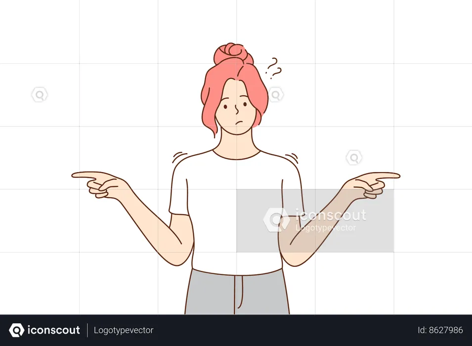 Girl is confused in choosing right direction  Illustration