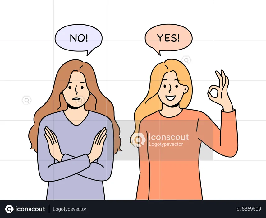 Girl is confused with yes or no answers  Illustration