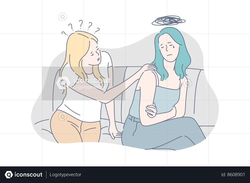 Girl is consoling her depressed friend  Illustration