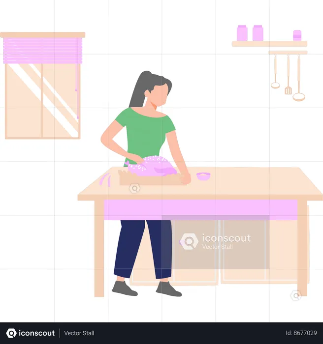 Girl is cooking in the kitchen  Illustration