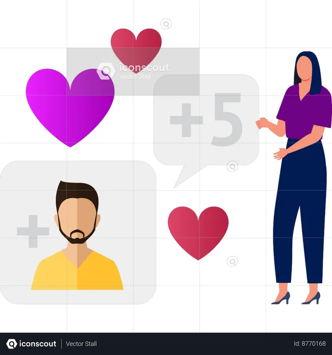 Girl is counting the likes and followers  Illustration