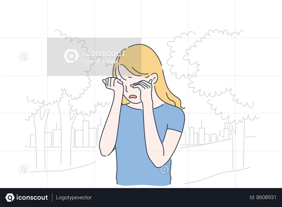 Girl is crying  Illustration