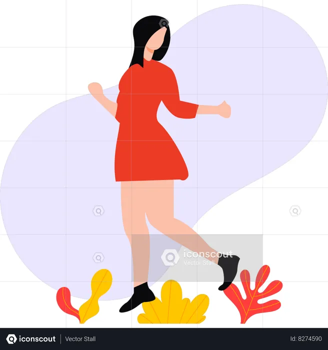 Girl is dancing in park  Illustration