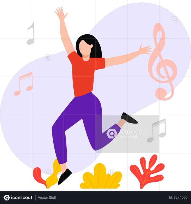 Girl is dancing in park  Illustration