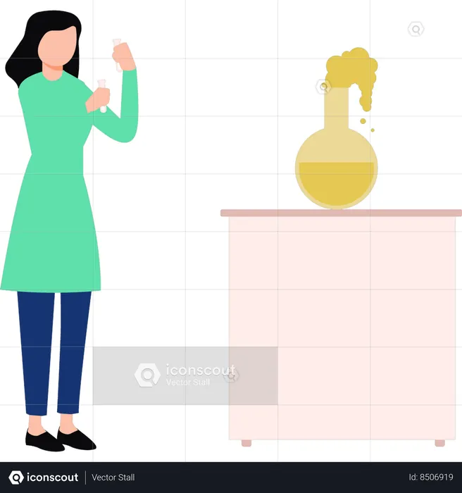 Girl is doing an experiment in a lab  Illustration
