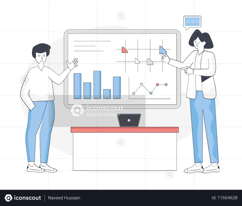 Girl Is Doing Business Presentation  Illustration