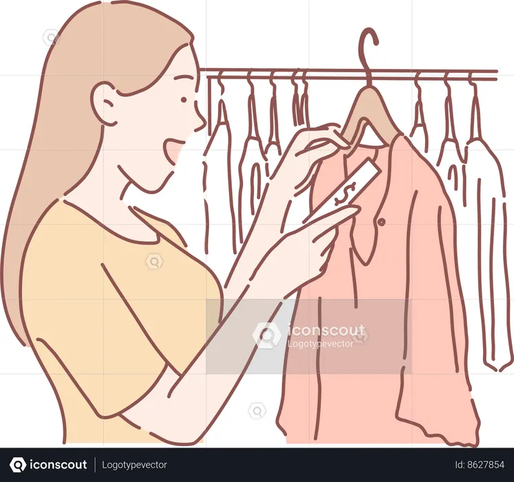 Girl is doing cloth shopping  Illustration