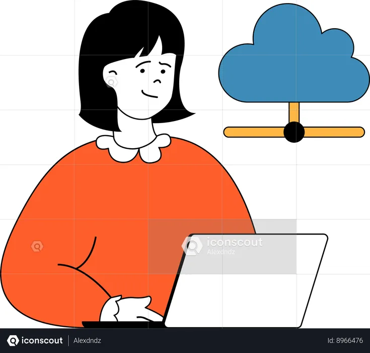 Girl is doing cloud settings  Illustration