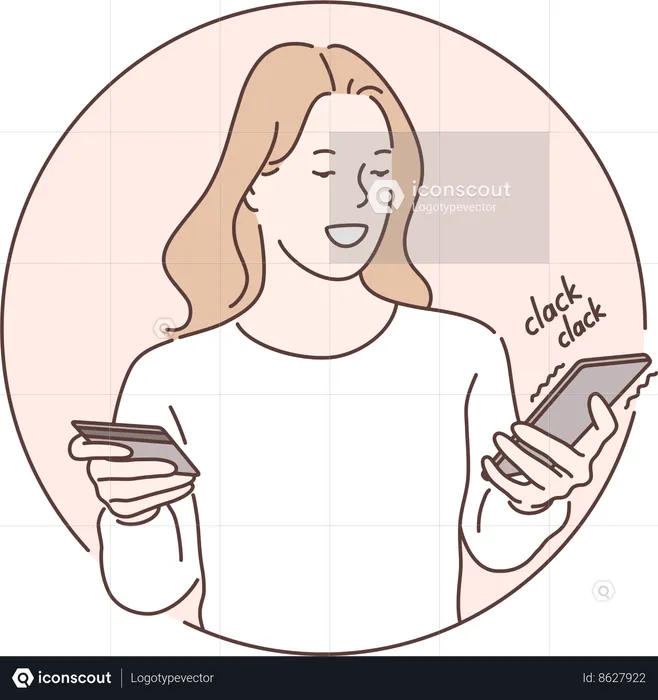 Girl is doing digital payment  Illustration