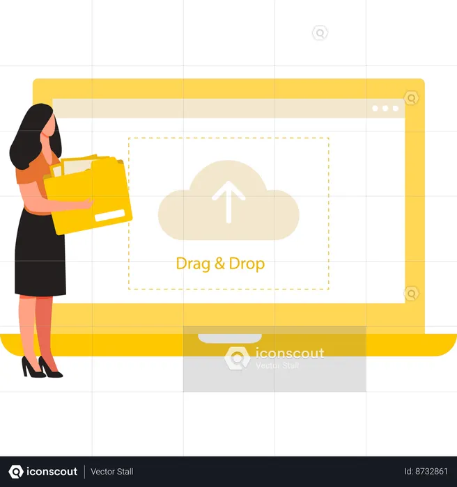 Girl is doing drag and drop files  Illustration