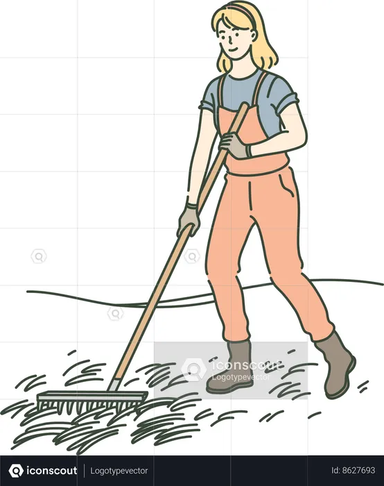 Girl is doing floor cleaning  Illustration