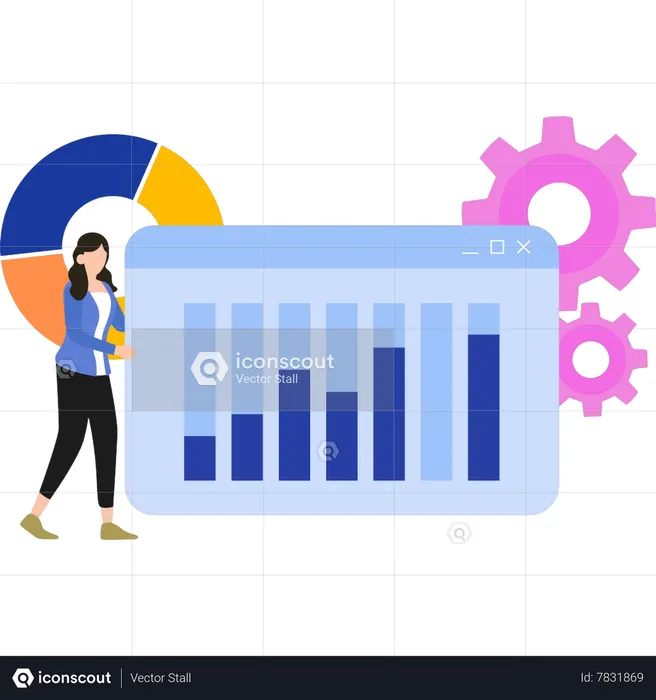 Girl is doing graph management  Illustration