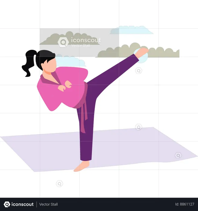 Girl is doing karate  Illustration