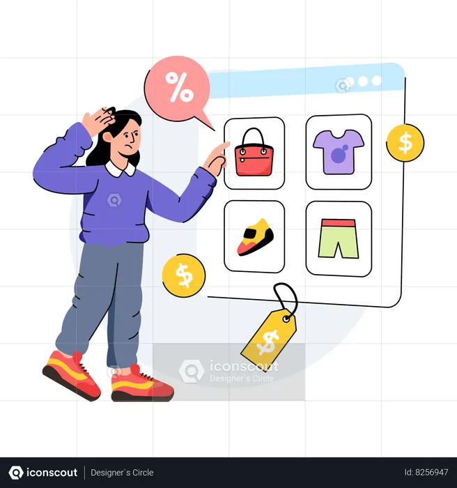 Girl is doing online shopping  Illustration