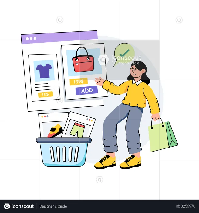 Girl is doing online shopping  Illustration