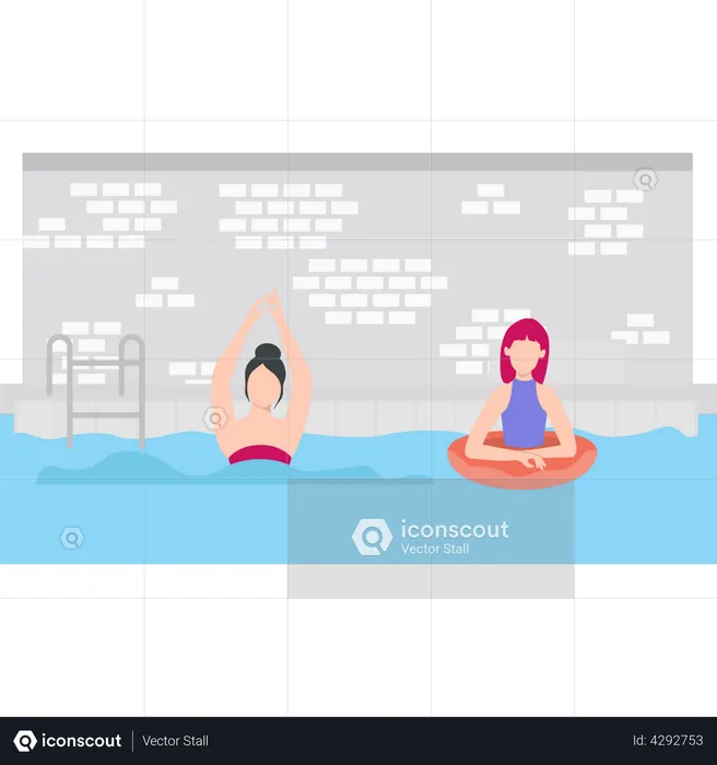 Girl is doing swimming in pool  Illustration