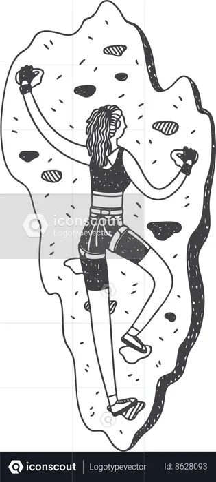 Girl is doing wall climbing adventure  Illustration