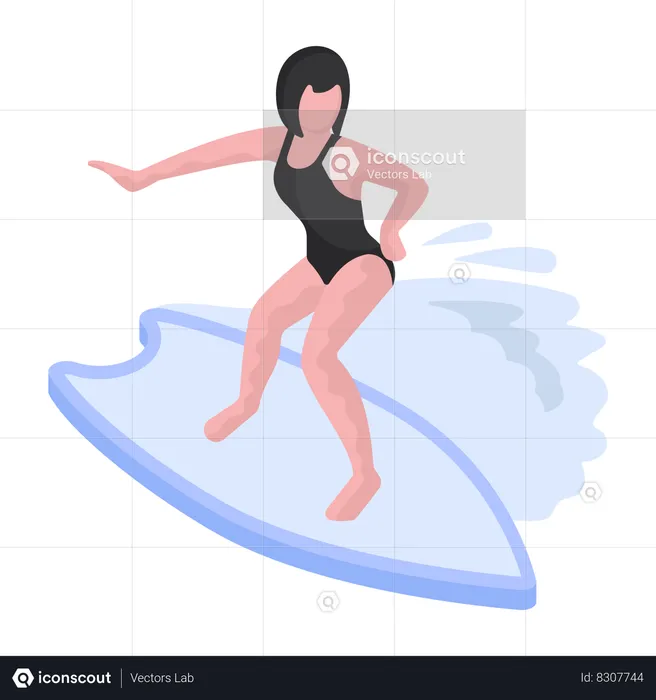 Girl is doing Water Skiing  Illustration