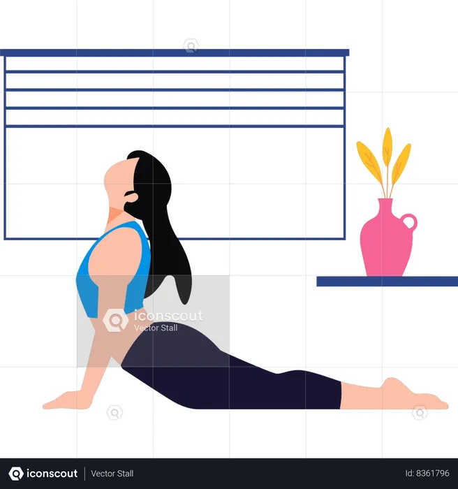 Girl is doing workout in gym  Illustration