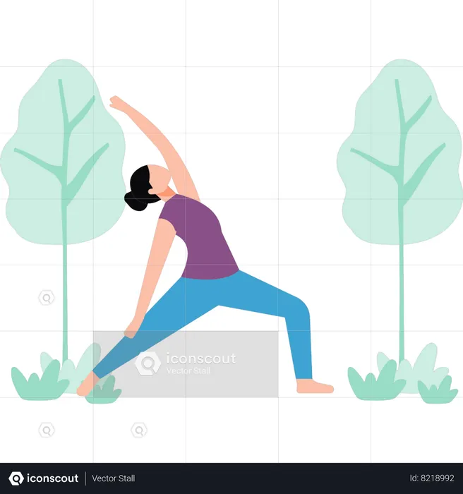 Girl is doing yoga in park  Illustration