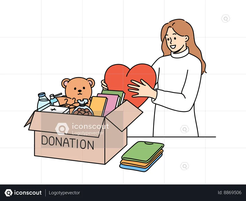 Girl is donating her toys in charity  Illustration