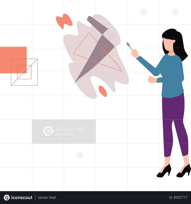 Girl is drawing geometrical designs  Illustration
