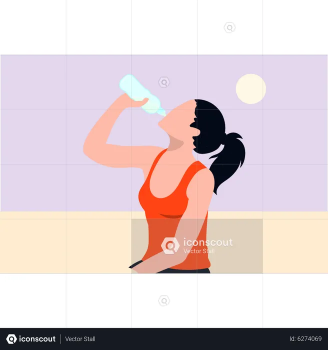 Girl is drinking a fitness drink  Illustration