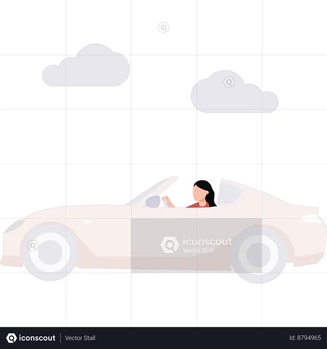 Girl is driving the car  Illustration