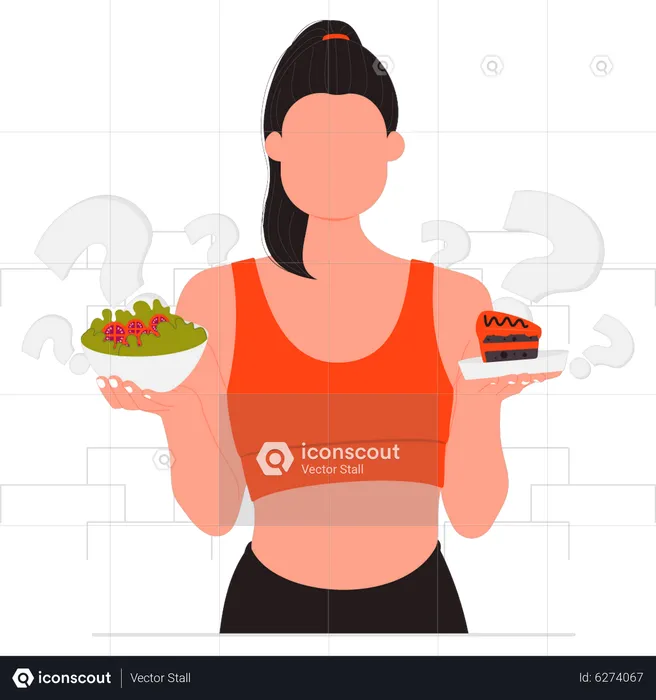 Girl is eating a weight loss diet  Illustration