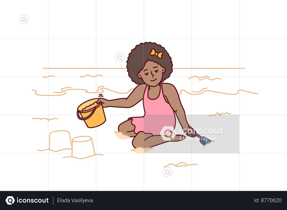 Girl is enjoying at beach side  Illustration
