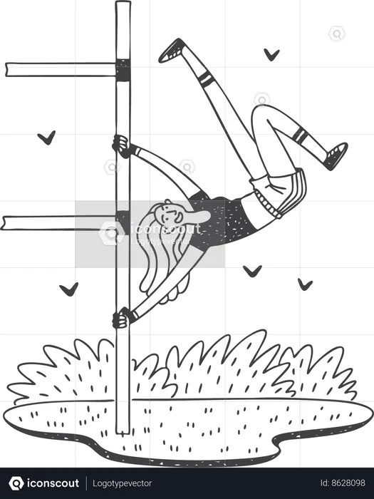 Girl is enjoying exercise on pole  Illustration