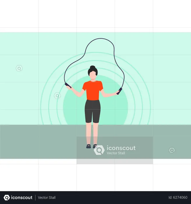 Girl is exercising by jumping rope  Illustration