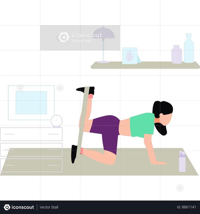 Girl is exercising with the band  Illustration