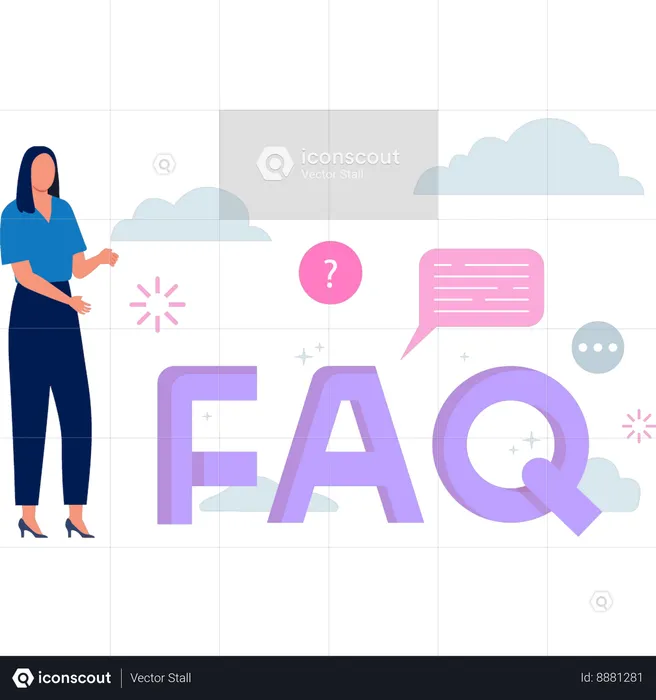 Girl is explaining about the FAQ support  Illustration