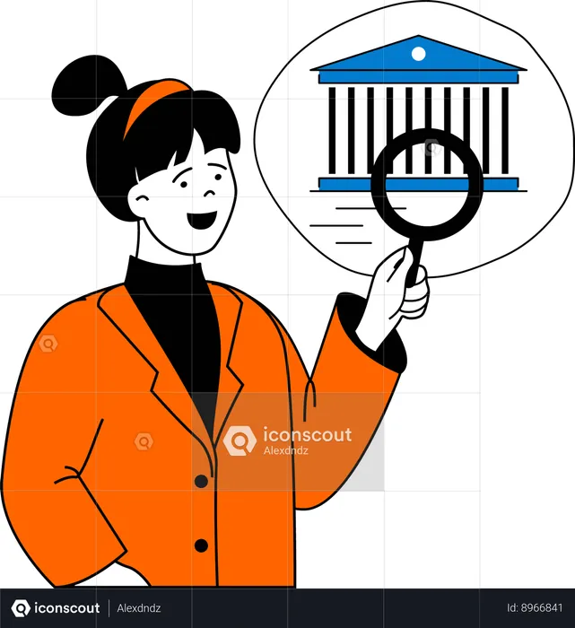 Girl is finding bank location  Illustration