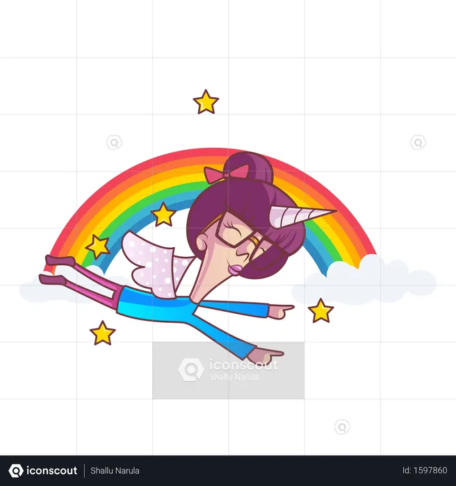 Girl is flying with wings  Illustration