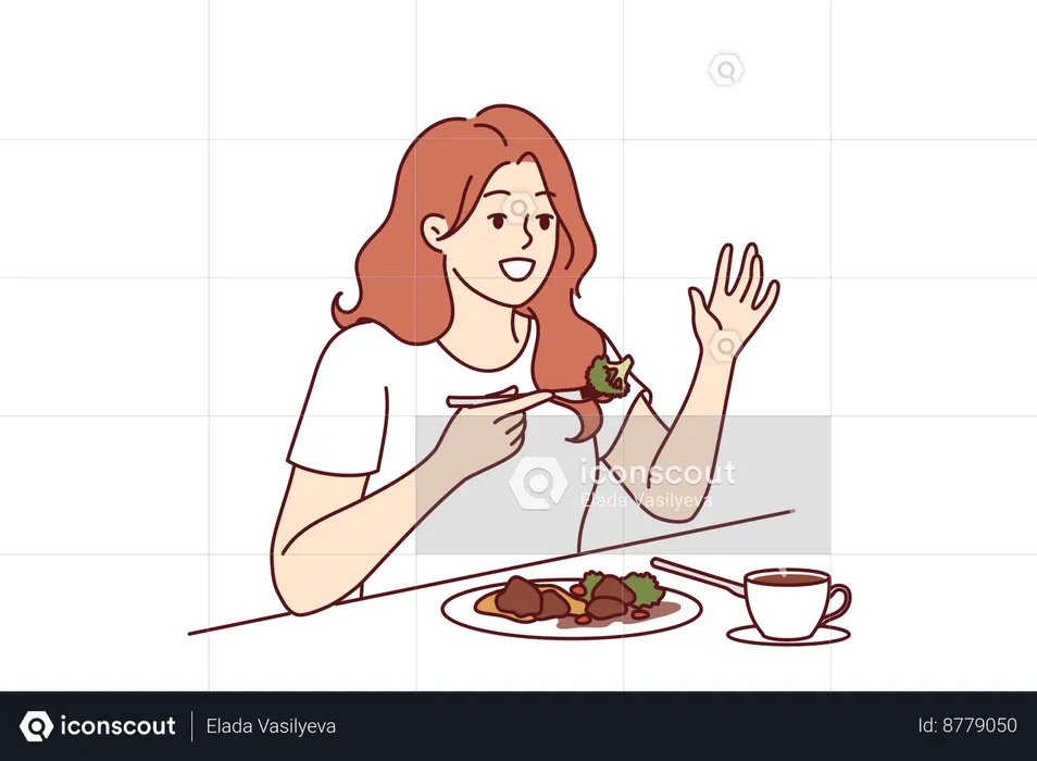 Girl is following her diet plan  Illustration