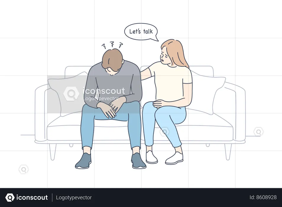 Girl is giving condolences to boy  Illustration