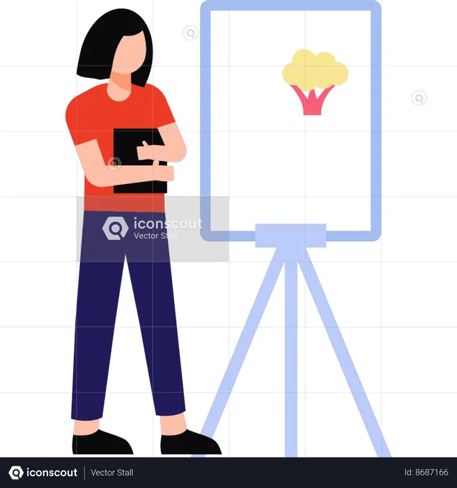 Girl is giving presentation in classroom  Illustration