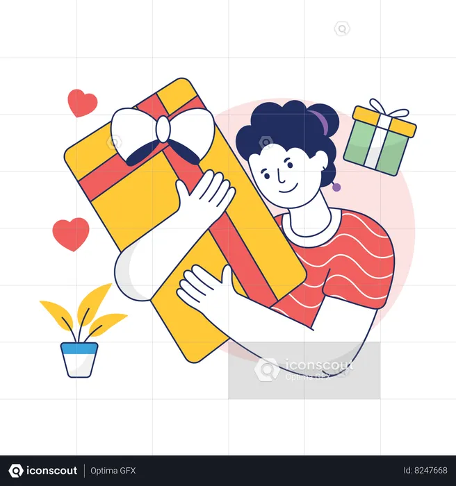 Girl is happy for receiving Shopping Voucher  Illustration