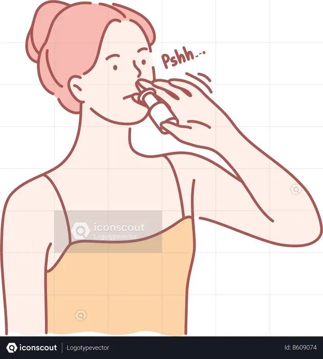 Girl is having asthma problem  Illustration