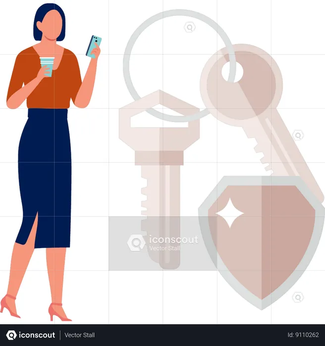 Girl is holding car keys  Illustration
